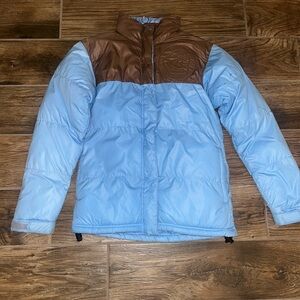 Vintage Rare Jeenyus Light Blue and Brown Puffer Jacket